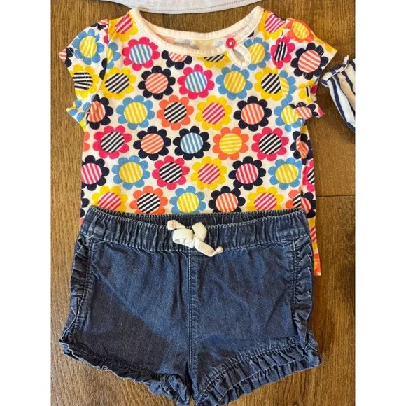 Baby Girl 12 Months Summer Clothes Skort Tutu Shirts Lot Bundle Outfits Kindness - Picture 2 of 16